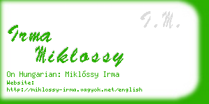 irma miklossy business card